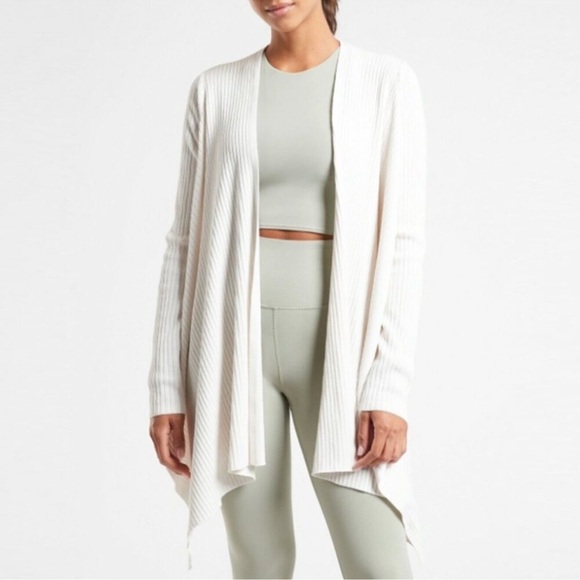 Athleta Solstice‎ Wrap Women's XS Cream Merino Wool Blend Cardigan Athleisure - Picture 1 of 10